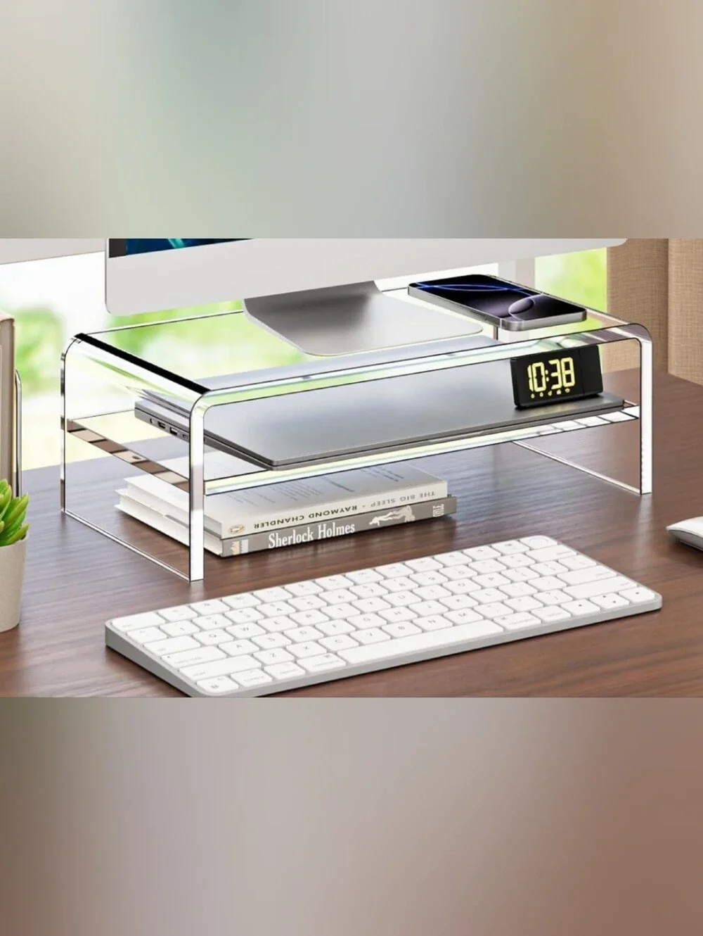 Egchi 2-Tier Clear Acrylic Monitor Stand & Desk Riser (16